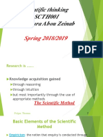Scientific Thinking SCTH001 Dr. Noura Abou Zeinab: Spring 2018/2019