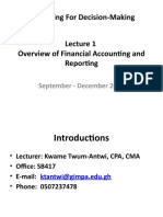 Lecture 1 - Overview of Financial Accounting