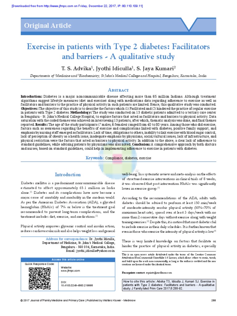 Exercise in Patients With Type 2 Diabetes Facilita | PDF | Glycated ...