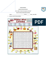 Taller de Nivelación Grado Septimo Name: - Course: - Date: - June /2021 1. Find The Words For Food and Drinks