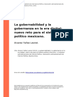 Alvarez Yanez Leonel (2010) - La Gobernabilidad y La Gobernanza en La Era Digital Nuevo Reto para El Sistema Politico Mexicano