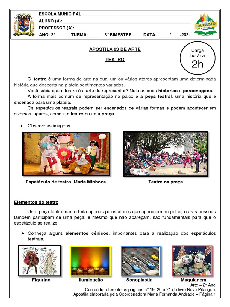 Atividades de Teatro para 2º Ano | PDF | Teatro