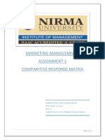 Marketing Managemnt 1 Assignment 1 Comparitive Response Matrix