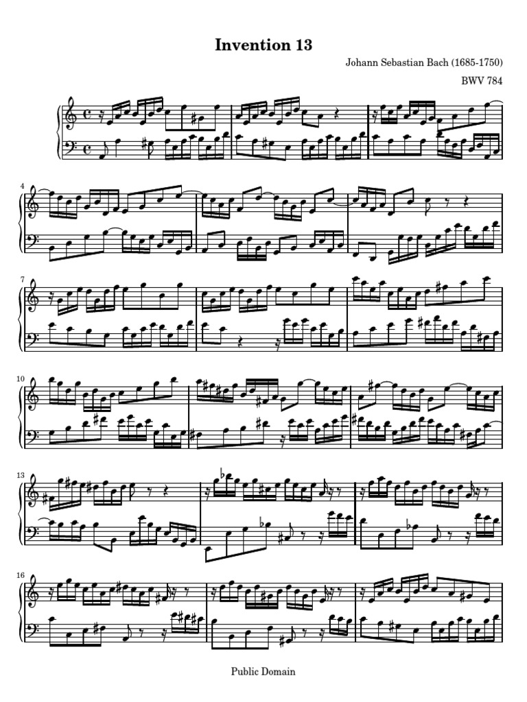 Bach Invention 13 Let | PDF | Johann Sebastian Bach | Familia de Bach