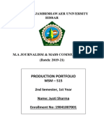 Production Portfolio: Dde Guru Jambeshawaer University Hissar