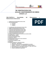 Cuestionario de Mantenimiento de Obras