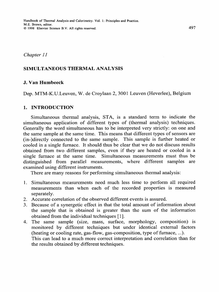 Simultaneous Thermal Analysis Overview | PDF | Differential Scanning ...