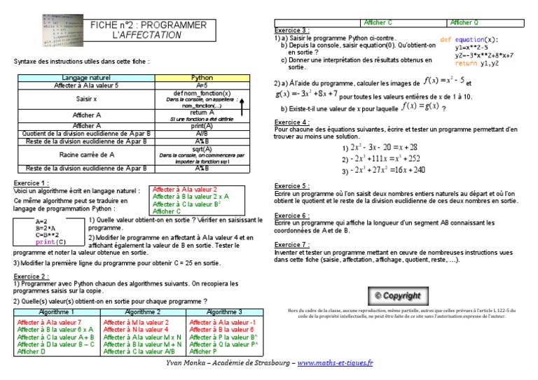 Division Euclidienne en Python | PDF | Division | Programmation ...