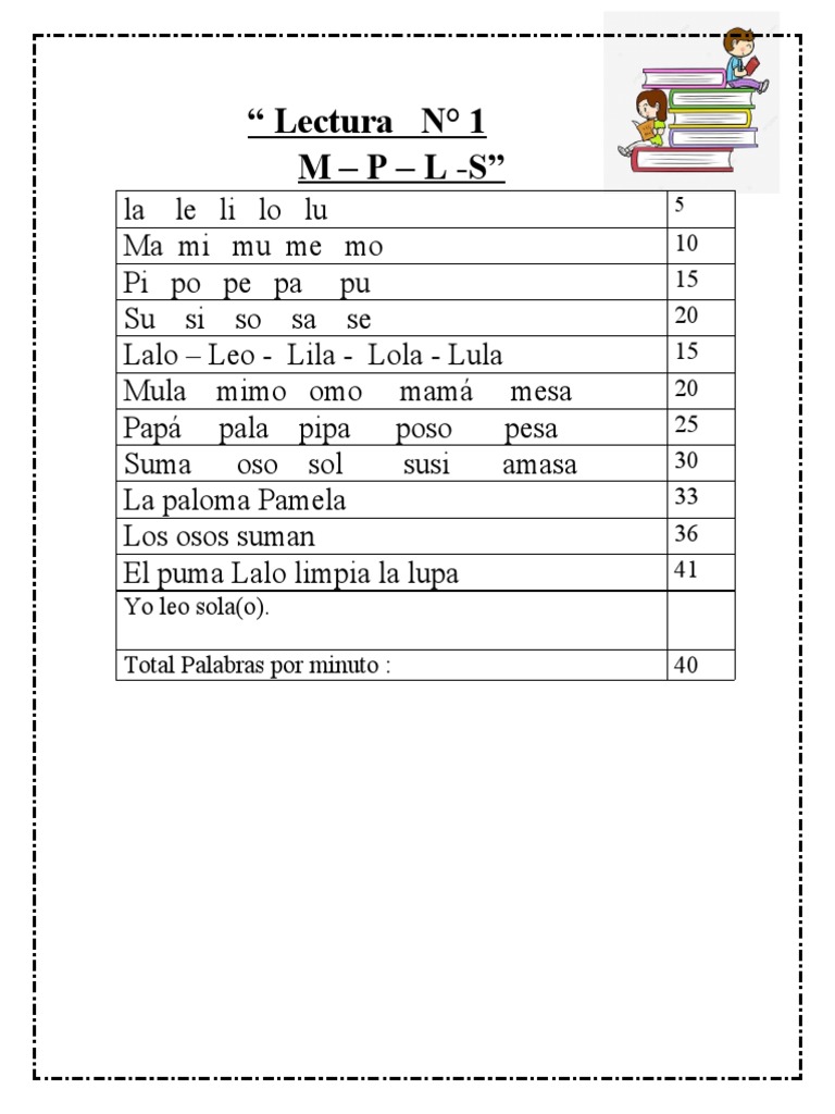 Lectura y actividades con M-P-L-S | PDF