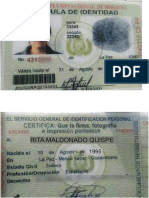 Carnet de Identidad Rita Maldonado