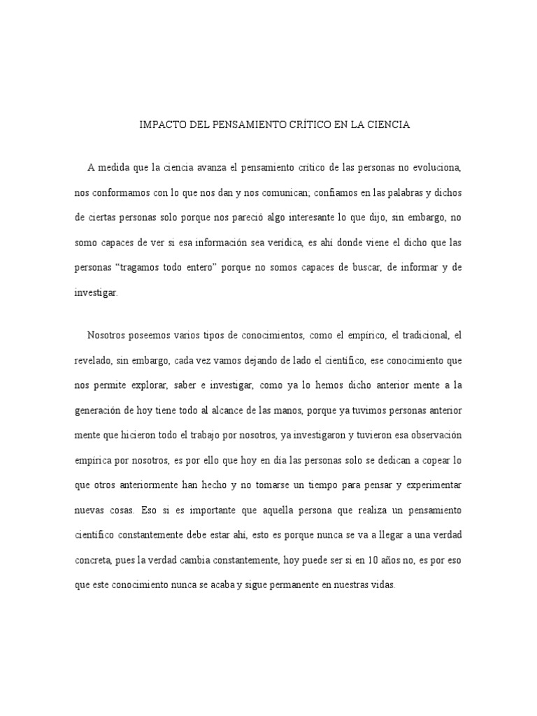 Ciencia y Pensamiento Crítico | PDF | Crecimiento personal y ...