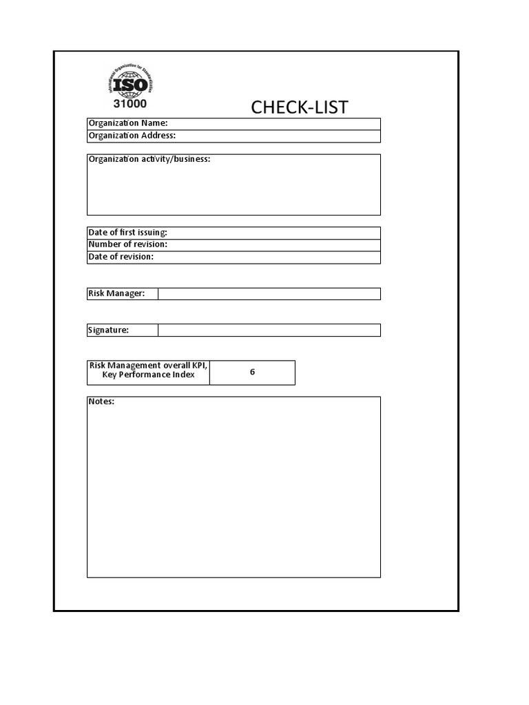 Check List ISO 31000 | PDF | Risk | Risk Management