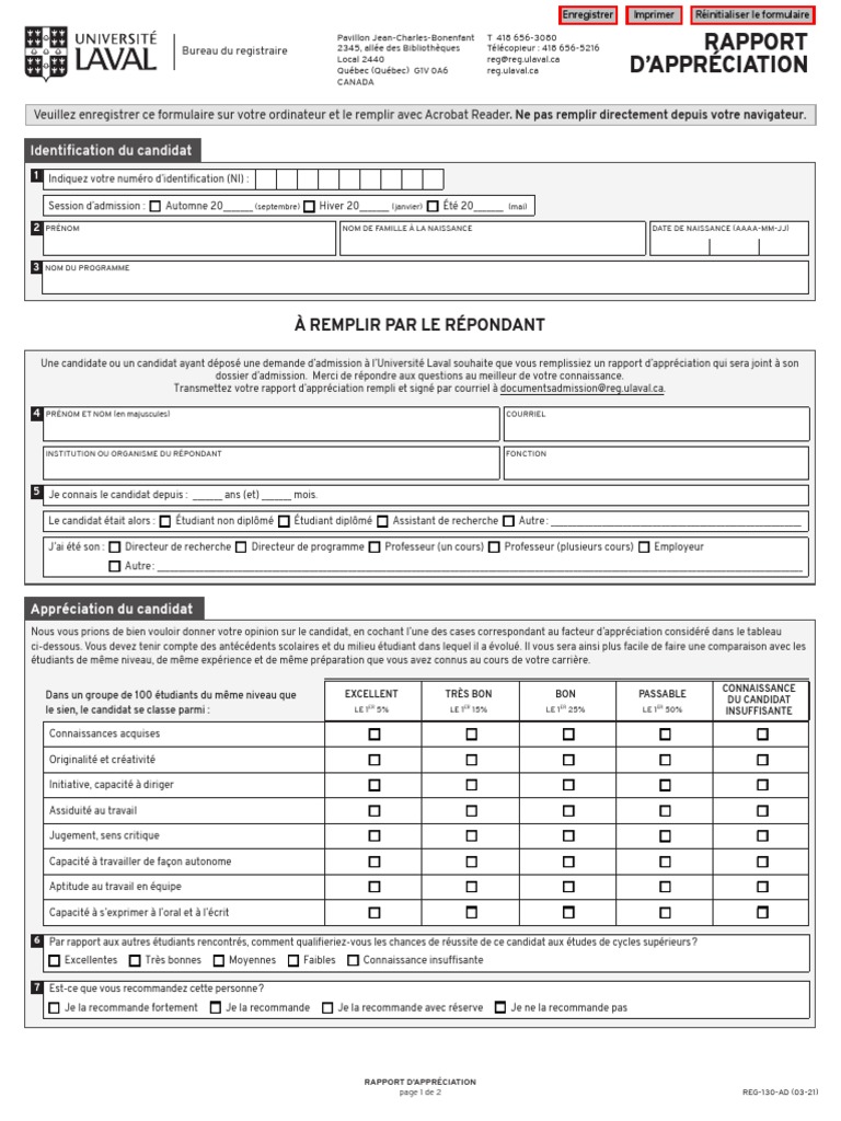 Rapport D Appreciation Pdf