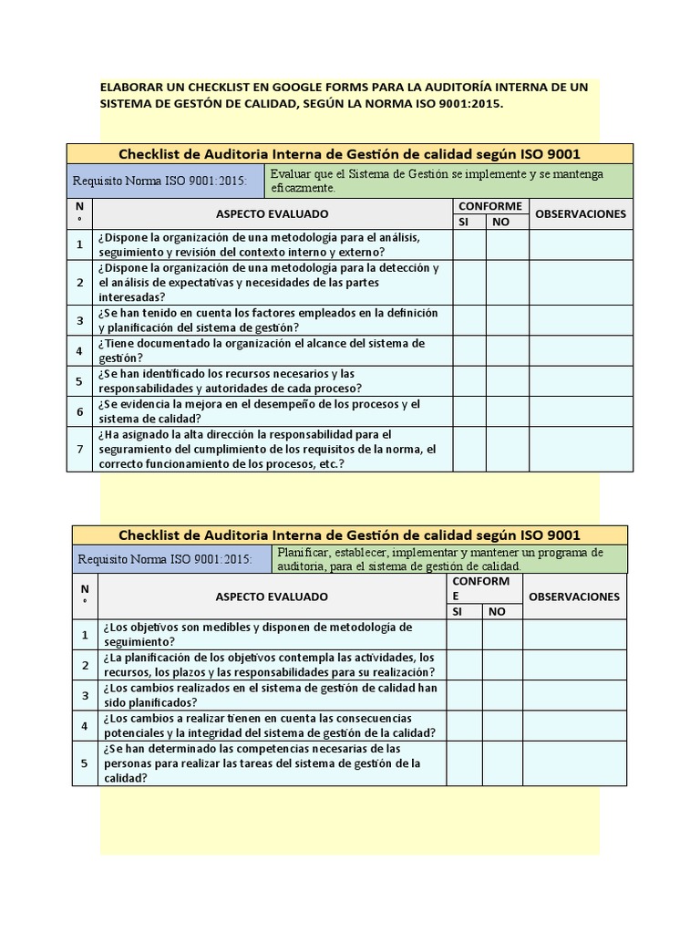La Auditoría Interna de Un Sistema de Gestón de Calidad Iso 9001 | PDF ...