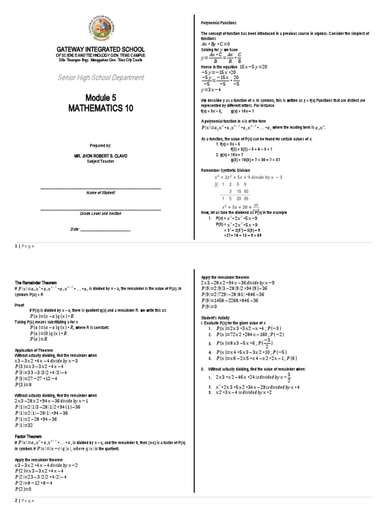 Understanding Polynomial Functions | PDF | Function (Mathematics ...