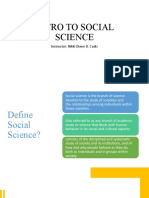 Intro To Social Science: Instructor: Nikki Diane D. Cadiz