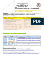 Plan de Trabajo de Matemáticas 2°. Multiplicación y División.