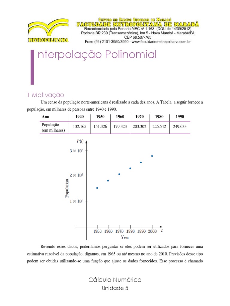 Interpolacao Polinomial | PDF | Interpolação | Equações