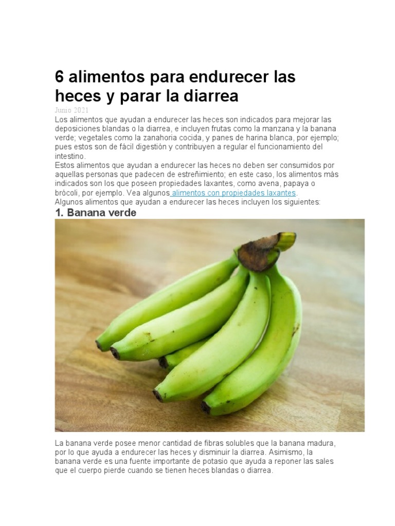 6 Alimentos para Endurecer Las Heces y Parar La Diarrea | PDF | Diarrea ...