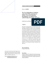 The New Regionalism in Southeast Asian Trade Policy and Issues in Market Access and Industrial Development: An Analysis of The ASEAN-China Free Trade Agreement