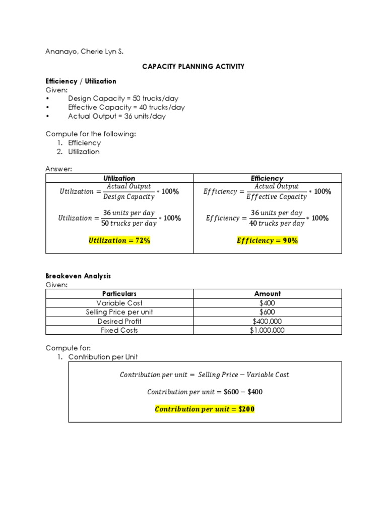 Activity 12-Capacity Planning | PDF | Microeconomics | Business Process