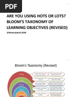 Bloom's Taxonomy of Learning Objectives (HOTS LOTS)