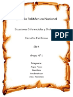 Escuela Politécnica Nacional: Ecuaciones Diferenciales y Ordinarias Circuitos Eléctricos GR-4 Grupo #1