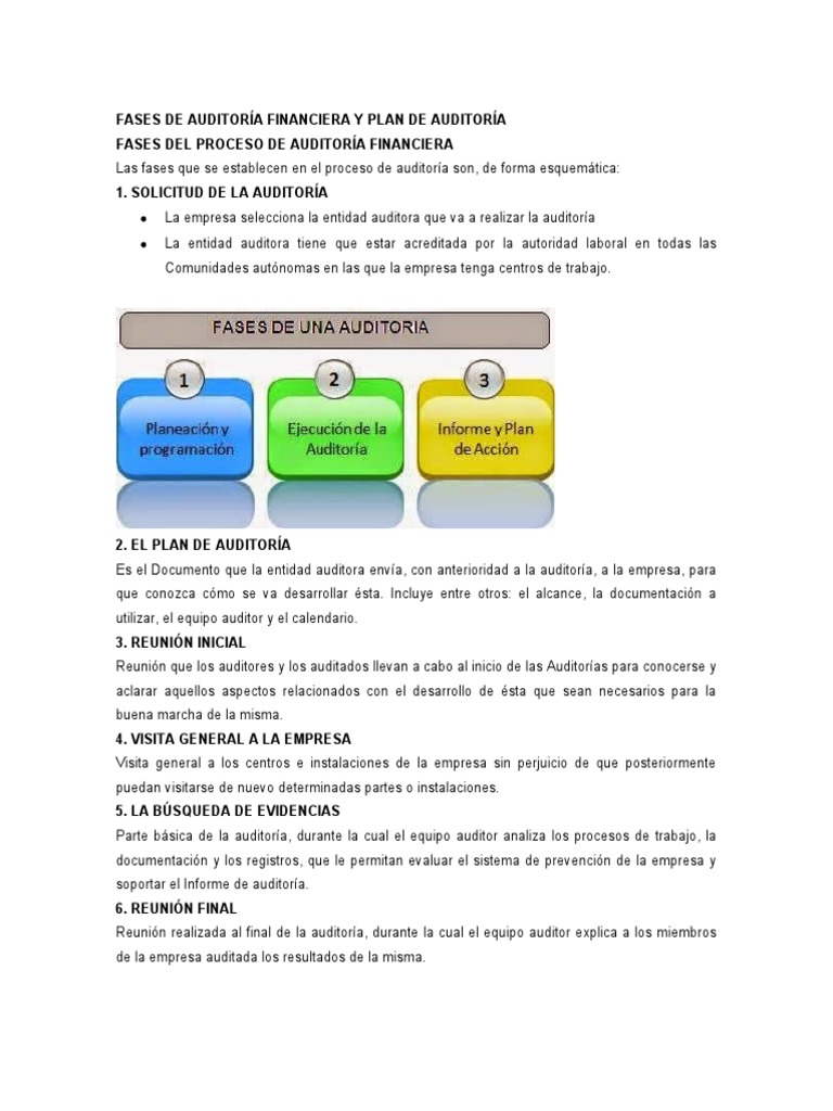 Fases de Auditoría Financiera | PDF | Auditoría | Contralor