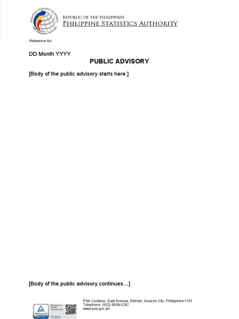 Public Advisory: DD Month Yyyy | PDF