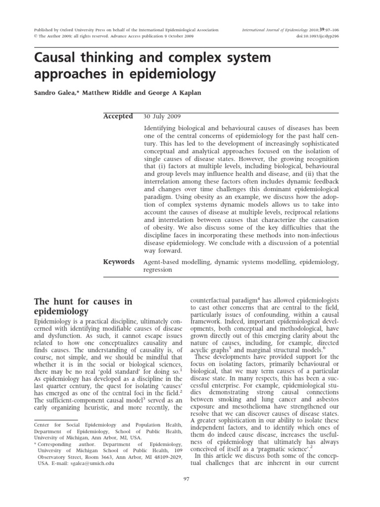 Causal Thinking in Epidemiology: Obesity | PDF | Epidemiology | System