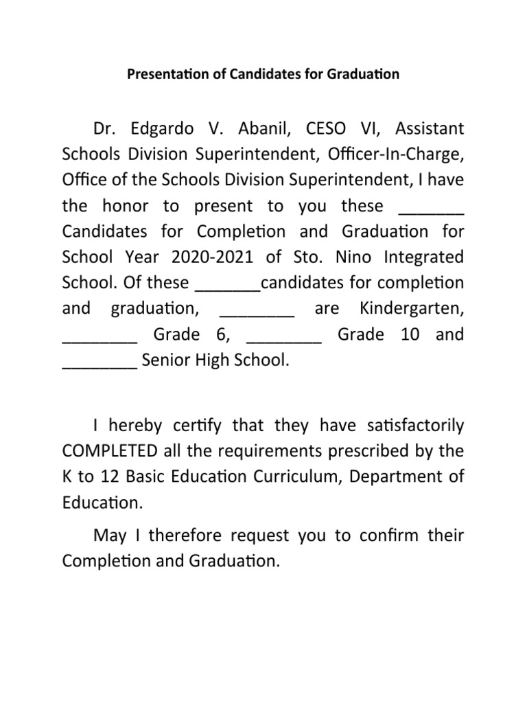 Presentation of candidates for graduation pdf