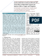 Investigation of The Effect of Hall, Hall Constant and Density On Conductors Silver, Copper and Tungsten