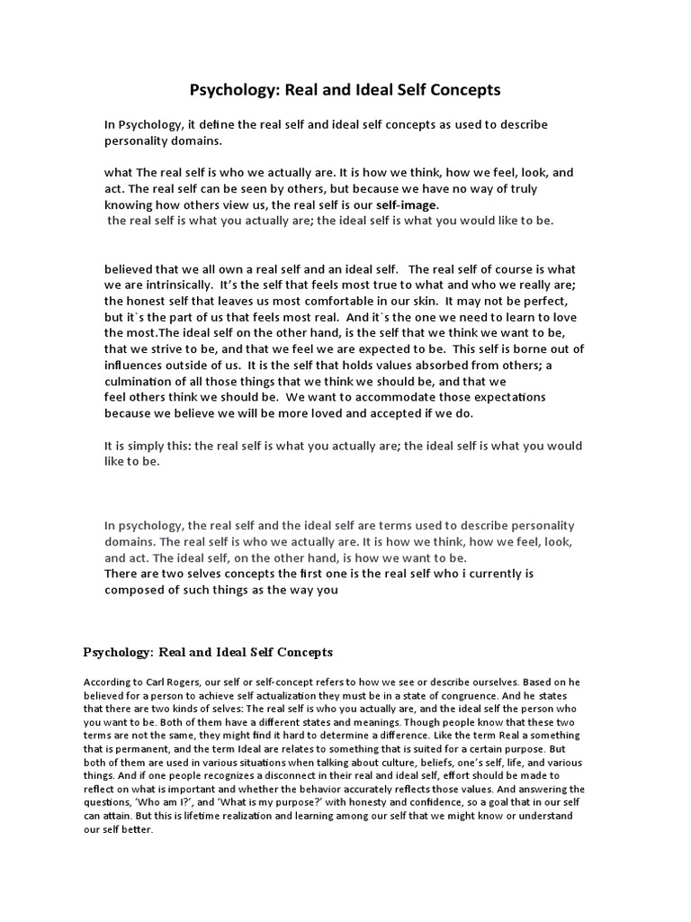 Real vs Ideal Self in Psychology | PDF | Self | Self Concept
