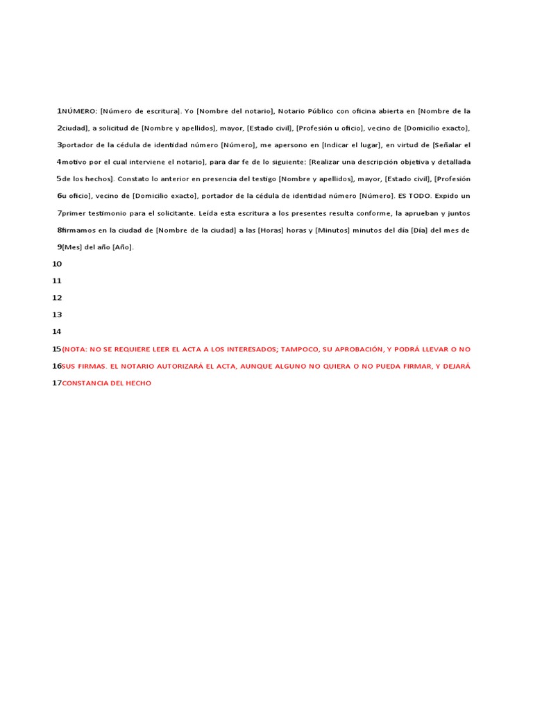 Modelo de Acta Notarial PDF