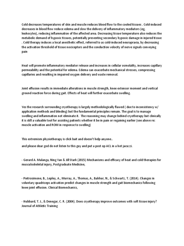 Hot and Cold Therapy For Sprain PDF Inflammation Edema