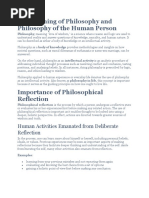 The Meaning of Philosophy and Philosophy of The Human Person