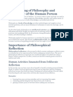 The Meaning of Philosophy and Philosophy of The Human Person