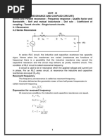 Unit 3 Resonance and Coupled Circuits