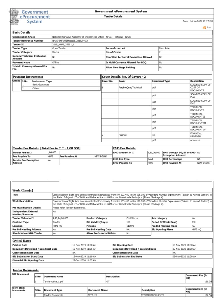 NHAI Open Tender for Expressway Project | PDF | Economies | Business