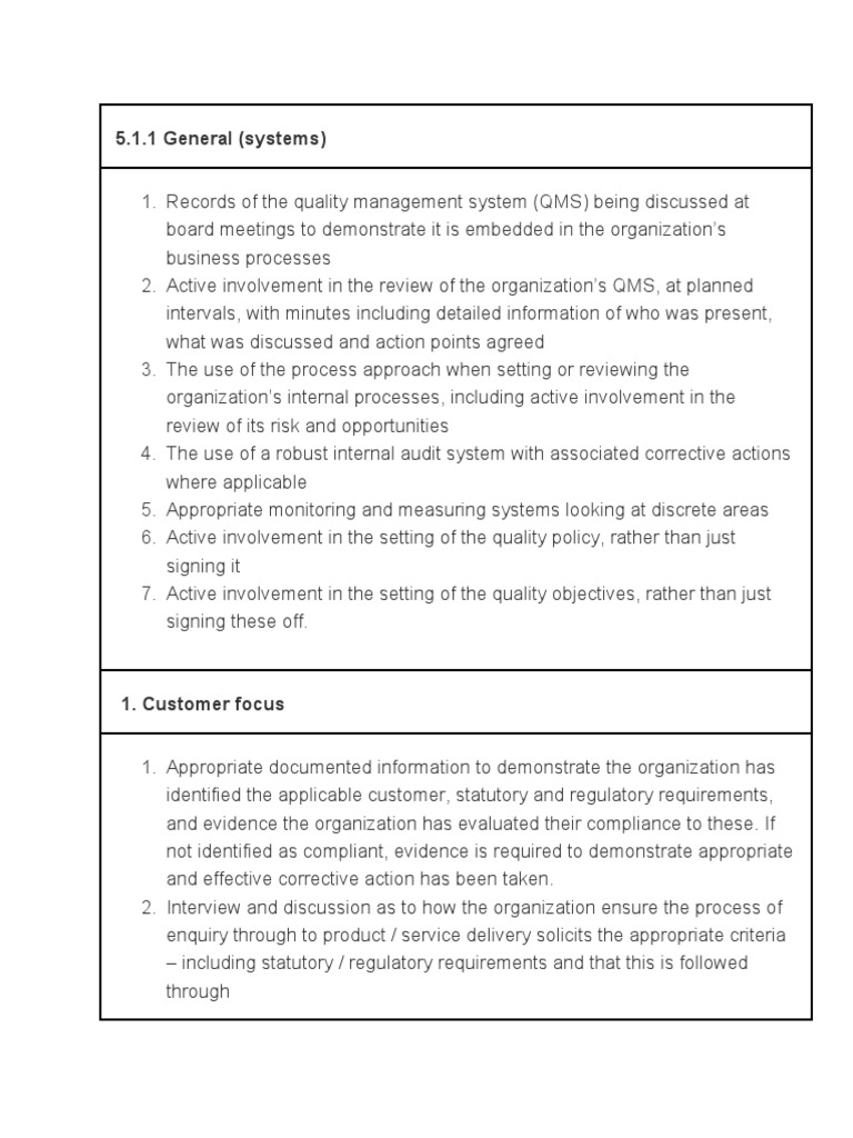 5 Clause For Management | PDF | Internal Audit | Quality Management System