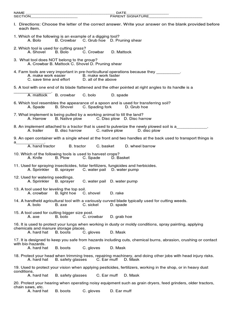 I. Directions Choose The Letter of The Correct Answer. Write Your