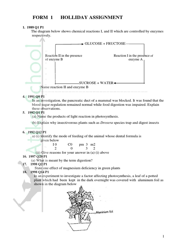 NUTRITION IN PLANTS AND ANIMALS QUESTIONS AND ANSWERS FORM 1 PDF visual data 6