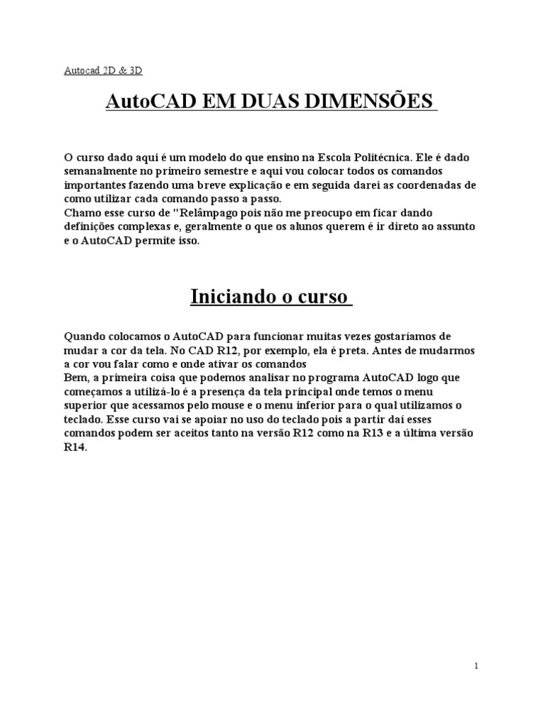 Curso Prático de AutoCAD 2D e 3D | PDF | Auto Cad | Desenho
