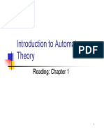 Introduction To Automata Introduction To Automata Theoryy: Reading: Chapter 1
