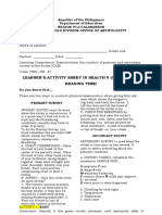 Learner'S Activity Sheet in Health 9 (3 Quarter) Reading Time!