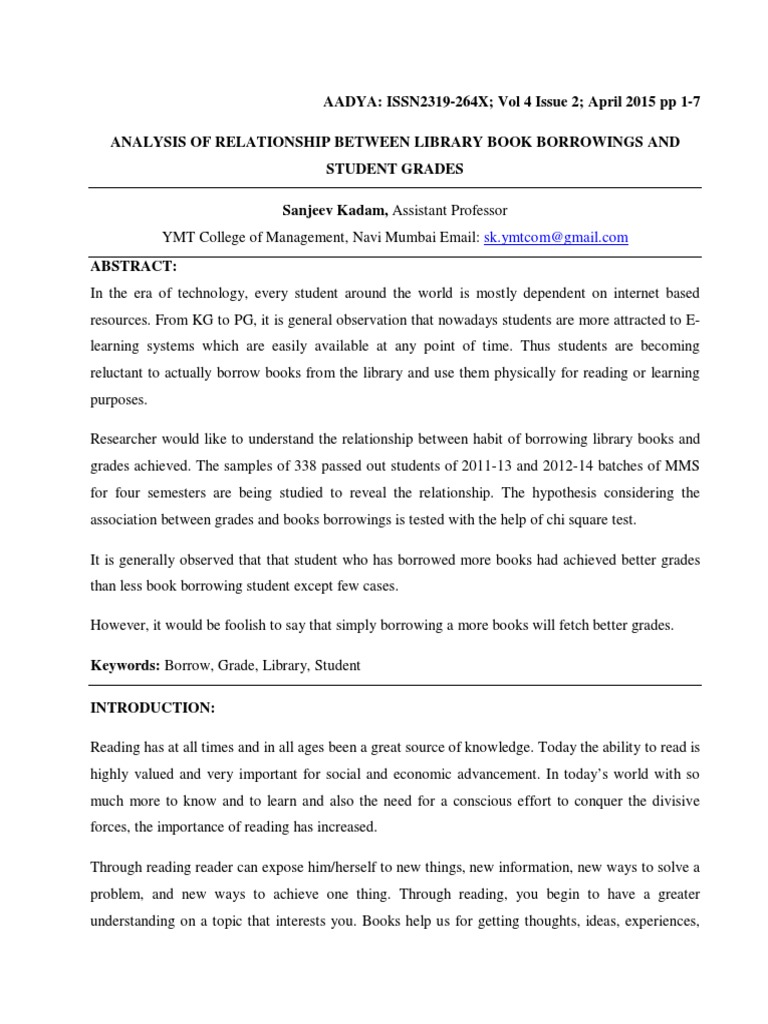 Analysis of Relationship Between Library | PDF | Libraries | Hypothesis