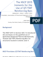 The NSCP 2015 Provisions On The Use of QT TMT Reinforcing Bars