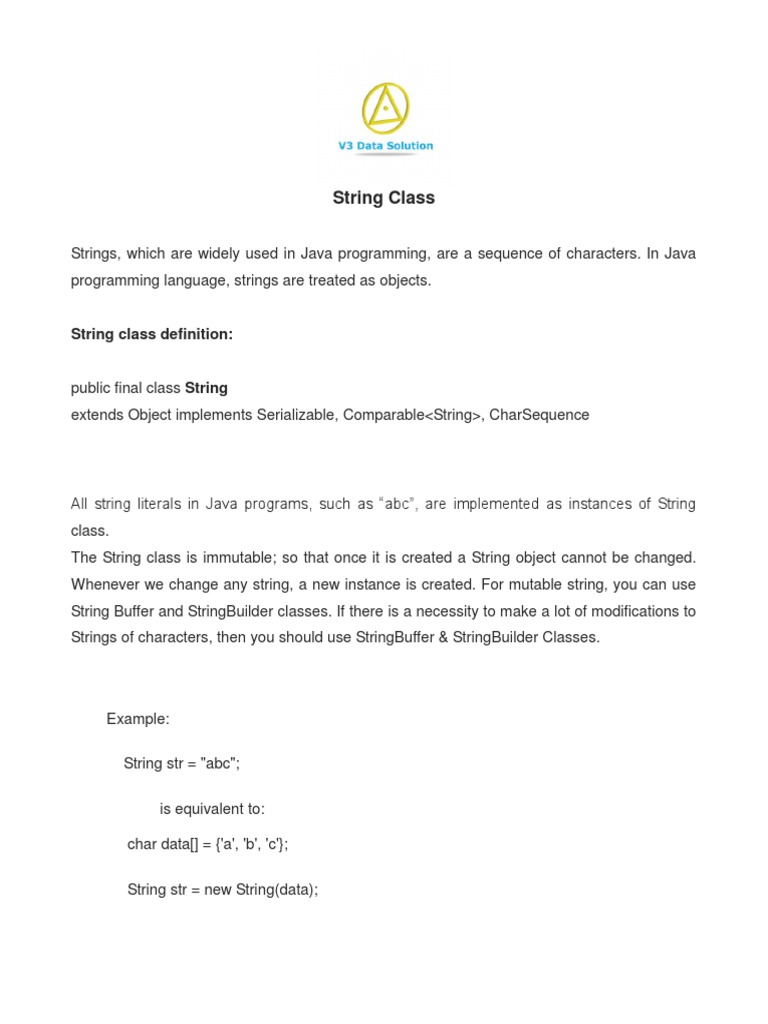 String Class PDF String Science) Object Oriented