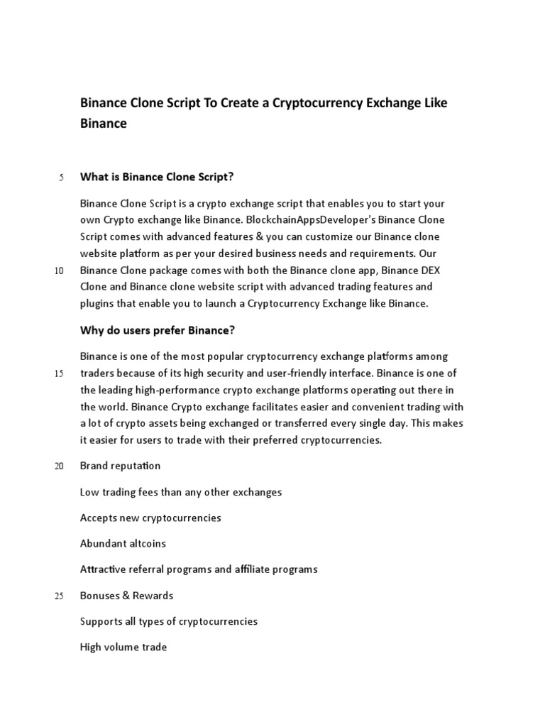 Binance Clone Script To Create A Cryptocurrency Exchange Like Binance | PDF  | Cryptocurrency | Computing