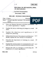 V.) Advanced Diploma in Retailing/Bba in Retailing: CD Term-End Examination December, 2018 Brl-008: Human Resources